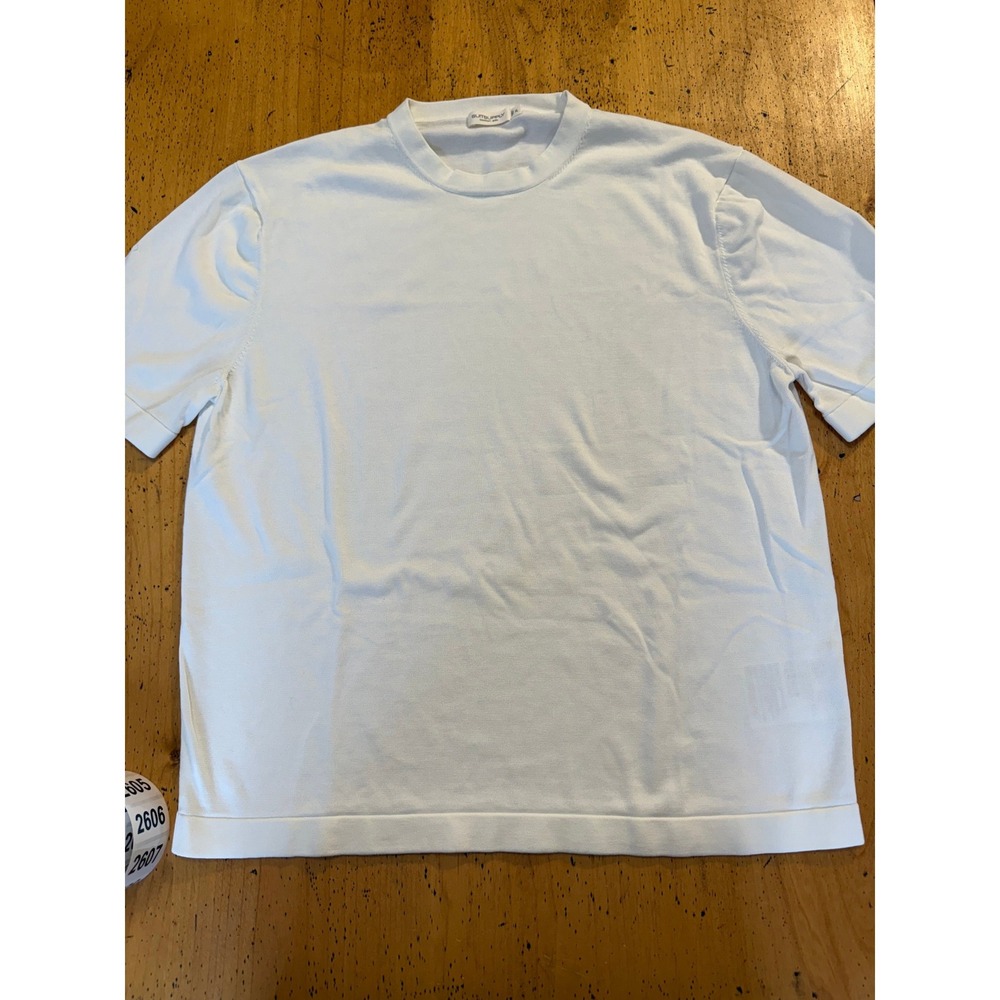 Suitsupply Cotton Silk XL White Short Sleeve Knit Crewneck T-Shirt Luxury Tee